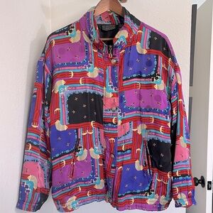 L Vintage MURELI Silk zip and button Jacket
